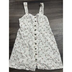 American Eagle‎ cream sleeveless floral country summer dress linen womens XSMALL